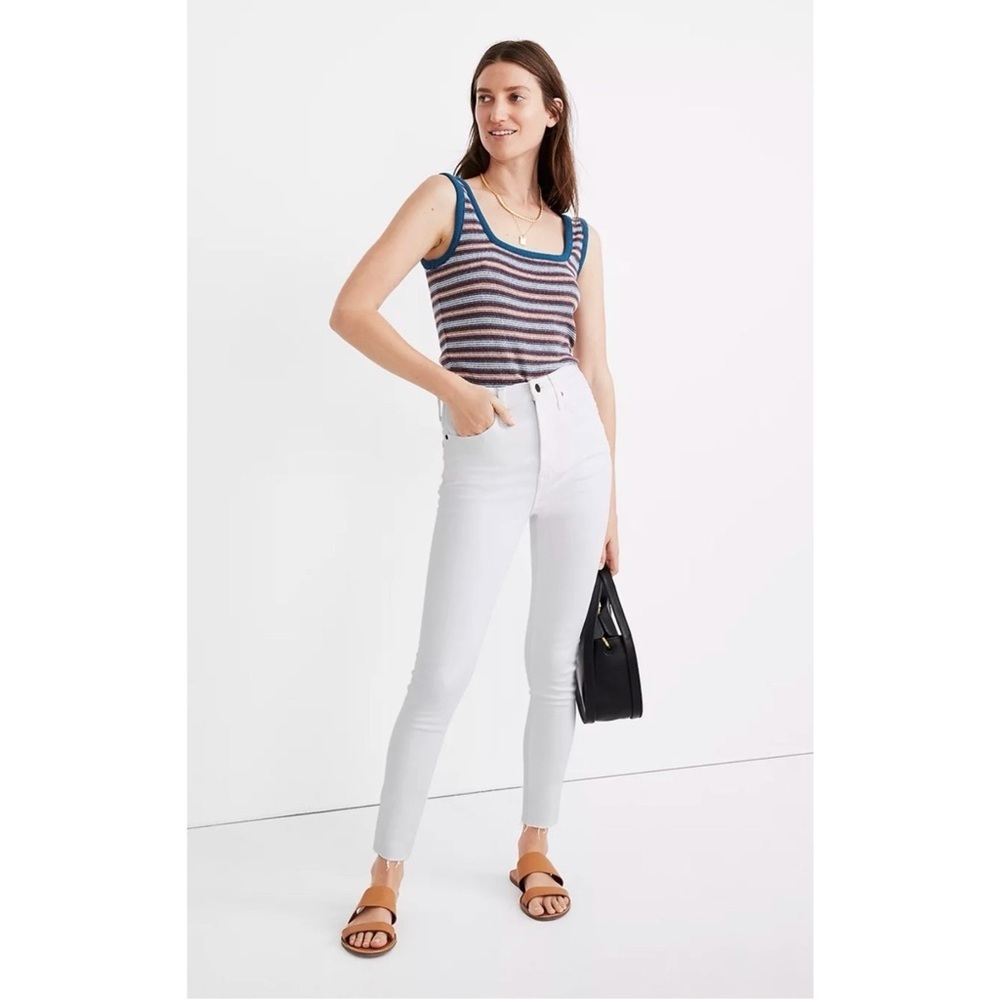 💕Madewell White Crop Ankle Skinny Jeans Stretch Cotton Raw Hem Sz 23